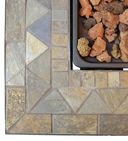 Plow & Hearth Fire Pits Fireplace & Hearth Dolan Outdoor Lp Gas Fire Pit With Slate Tile Top, 30"