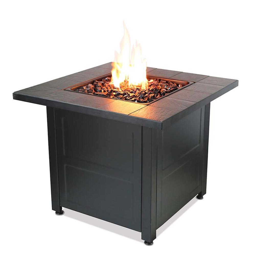 Plow & Hearth Fire Pits Fireplace & Hearth Brookdale Outdoor Lp Gas Fire Pit With Stamped Tile Mantel, 30"